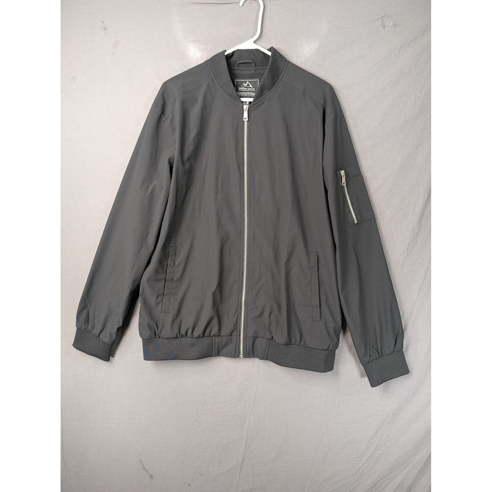 Outdoor Jacket Mens Bomber Jacket Gray Full Zip Flight Coat MA-1 Style Large